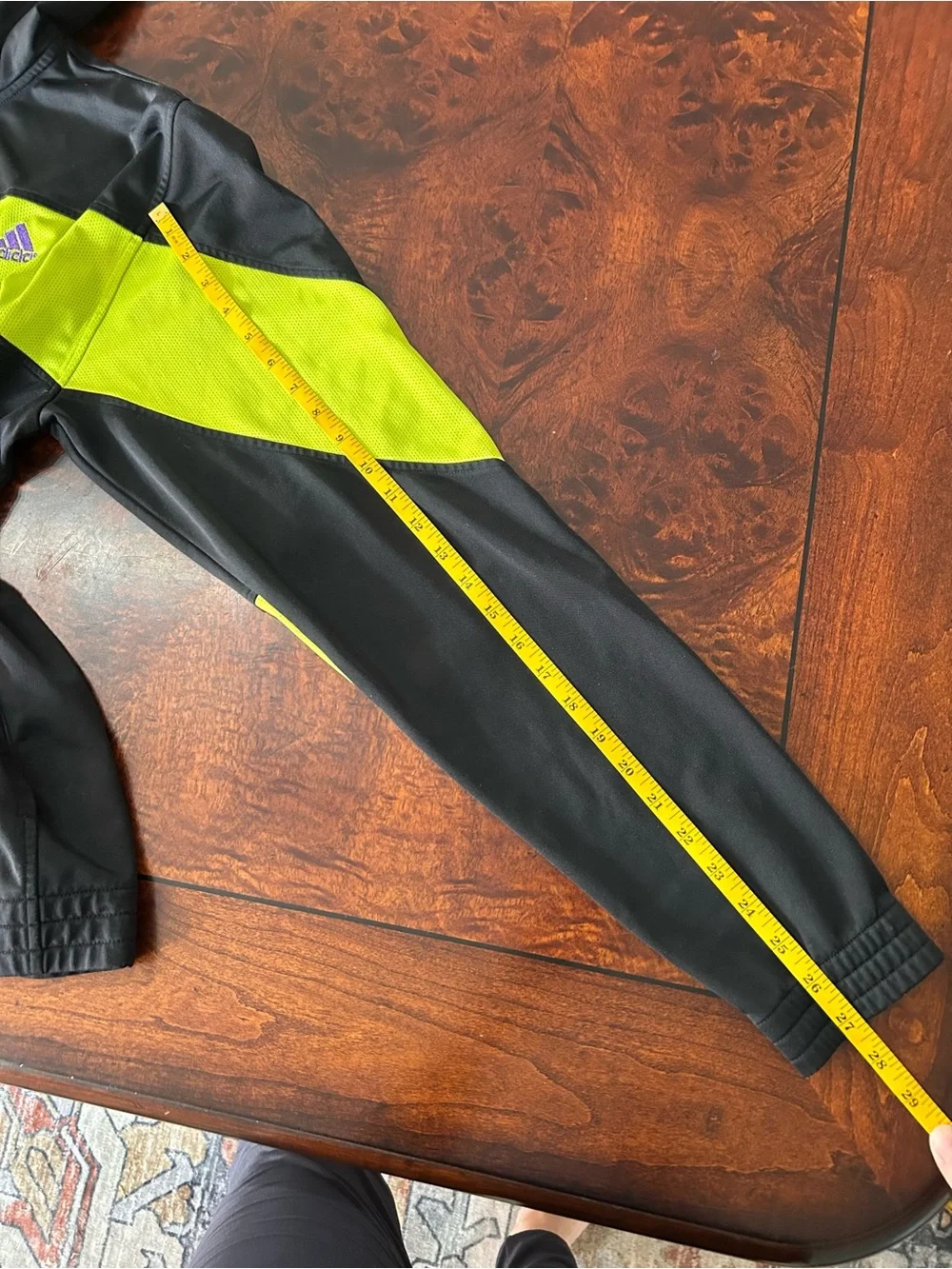 adidas Hoodie Mens Colorblock Black Purple Neon Yellow 1/4 Zip Pullover Athletic